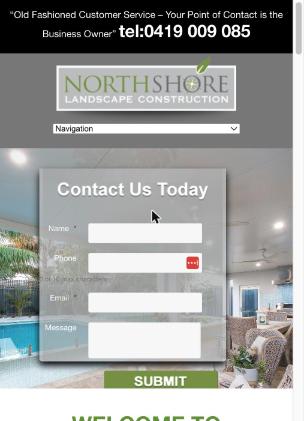 The top of the Northshore homepage on a phone